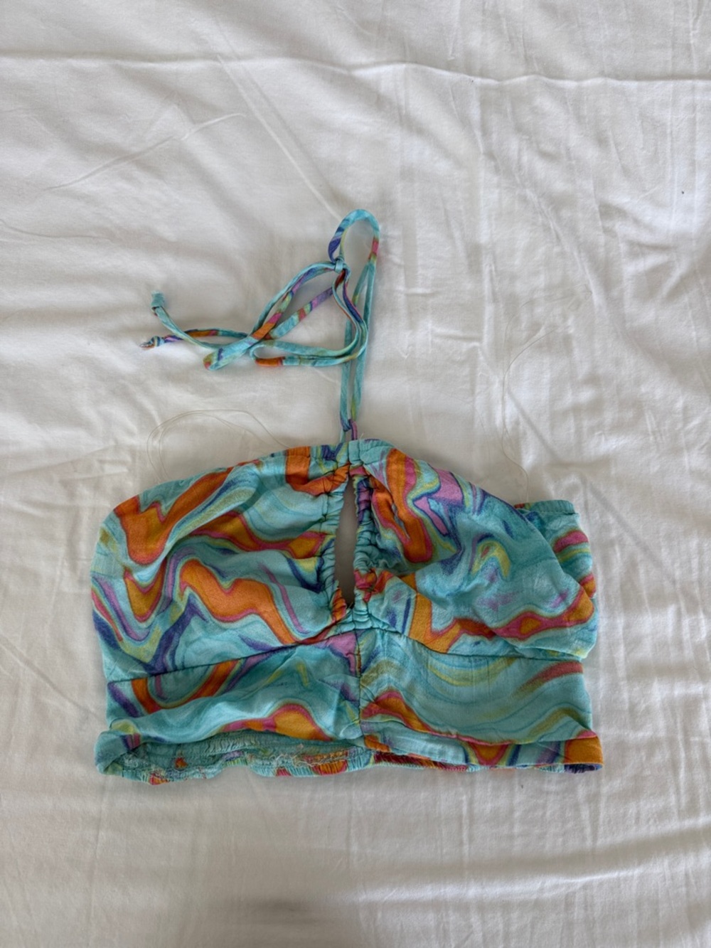 Target Multicolor Swirl Halter Crop Top - Turquoise, Orange, Purple
